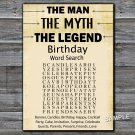 The man The myth The legend birthday word search game,Adult Birthday Game,INSTANT DOWNLOAD--48