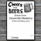Cheers and Beers Favorite Memory of the Birthday Boy,Adult Birthday Game,INSTANT DOWNLOAD--47