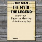 The man The myth The legend Favorite Memory of the Birthday Boy,INSTANT DOWNLOAD--48