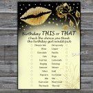 Gold lips this or that birthday game,Adult Birthday Game,INSTANT DOWNLOAD--37