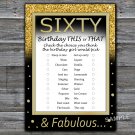 Sixty this or that birthday game,Adult Birthday Game,INSTANT DOWNLOAD--42