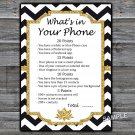Black White Chevron What's in your phone game,Adult Birthday Game,INSTANT DOWNLOAD--38