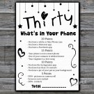 Thirty What's in your phone game,Adult Birthday Game,INSTANT DOWNLOAD--41