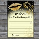 Gold lips Wishes for the birthday girl,Wishes Party Game,Adult Birthday Game,INSTANT DOWNLOAD--37