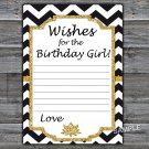 Black White Chevron Wishes for the birthday girl,Adult Birthday Game,INSTANT DOWNLOAD--38