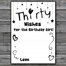 Thirty Wishes for the birthday girl,Adult Birthday Game,INSTANT DOWNLOAD--41