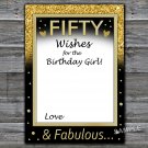 Fifty Wishes for the birthday girl,Adult Birthday Game,INSTANT DOWNLOAD--43