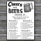 Cheers and Beers DRINK IF birthday game,Adult Birthday Game,INSTANT DOWNLOAD--47
