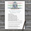 Penguin How Well Do You Know Game,Penguin Baby shower games,Winter baby shower,INSTANT DOWNLOAD--384