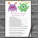 Monster How Well Do You Know Game,Monster Baby shower games,INSTANT DOWNLOAD--382