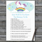 Unicorn How Well Do You Know Game,Unicorn Baby shower games,INSTANT DOWNLOAD--379
