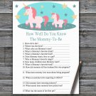 Unicorn How Well Do You Know Game,Unicorn Baby shower games,INSTANT DOWNLOAD--378