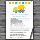 Concrete mixer How Well Do You Know Game,Concrete mixer Baby shower games,INSTANT DOWNLOAD--375