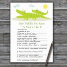 Alligator How Well Do You Know Game,Alligator Baby shower games,INSTANT DOWNLOAD--373