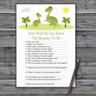 Dinosaur How Well Do You Know Game,Dino Baby shower games,INSTANT DOWNLOAD--371