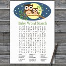 Cute Owl Baby Shower Word Search Game,Cute Owl Baby shower games,INSTANT DOWNLOAD--365