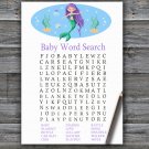 Mermaid Baby Shower Word Search Game,Mermaid Baby shower games,INSTANT DOWNLOAD--336