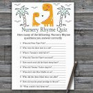 Orange Dinosaur Nursery Rhyme Quiz Game,Dinosaur Baby shower games,INSTANT DOWNLOAD--332