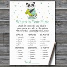 Panda What's In Your Purse Game,Panda Baby shower games,INSTANT DOWNLOAD--326