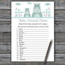 Blue Hippo Baby Animals Name Game,Blue Hippo Baby shower games,INSTANT DOWNLOAD--325