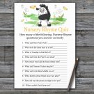 Zebra Nursery Rhyme Quiz Game,Zebra Baby shower games,INSTANT DOWNLOAD--323