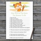 Tiger How Well Do You Know Game,Tiger Baby shower games,INSTANT DOWNLOAD--321