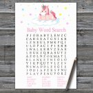 Unicorn Baby Shower Word Search Game,Unicorn Baby shower games,INSTANT DOWNLOAD--319