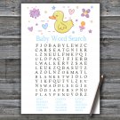 Rubber duck Baby Shower Word Search Game,Rubber duck Baby shower games,INSTANT DOWNLOAD--315