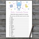 Blue rabbit Baby Animals Name Game,  Blue rabbit Baby shower games,INSTANT DOWNLOAD--314