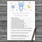 Blue rabbit How Well Do You Know Game,Blue rabbit Baby shower games,INSTANT DOWNLOAD--314