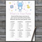Blue rabbit What's In Your Purse Game,Blue rabbit Baby shower games,INSTANT DOWNLOAD--314