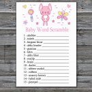Pink rabbit Baby Word Scramble Game,Pink rabbit Baby shower games,INSTANT DOWNLOAD--313