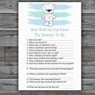 Polar bear How Well Do You Know Game,Polar bear Baby shower games,INSTANT DOWNLOAD--312