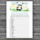 Cute panda Baby Animals Name Game,Cute panda Baby shower games,INSTANT DOWNLOAD--309