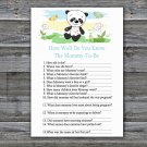 Cute panda How Well Do You Know Game,Cute panda Baby shower games,INSTANT DOWNLOAD--309