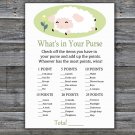 Sleeping lamb What's In Your Purse Game,Sleeping lamb Baby shower games,INSTANT DOWNLOAD--308