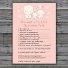Elephant How Well Do You Know Game,Elephant Baby shower games,INSTANT DOWNLOAD--305