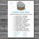 Cute elephant Celebrity Baby Name Game,Cute elephant Baby shower games,INSTANT DOWNLOAD--303
