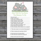 Elephant family How Well Do You Know Game,Elephant Baby shower games,INSTANT DOWNLOAD--299
