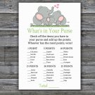 Elephant family What's In Your Purse Game,Elephant Baby shower games,INSTANT DOWNLOAD--299