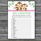 Monkey Baby Animals Name Game,Cute Monkey Baby shower games,INSTANT DOWNLOAD--297
