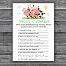 Cow Nursery Rhyme Quiz Game,Cow Baby shower games,INSTANT DOWNLOAD--296