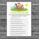Cute Squirrel Nursery Rhyme Quiz Game,Squirrel Baby shower games,INSTANT DOWNLOAD--292