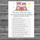 Family Hippo Nursery Rhyme Quiz Game,Family Hippo Baby shower games,INSTANT DOWNLOAD--290