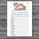 Funny Hippo Baby Animals Name Game,Funny Hippo Baby shower games,INSTANT DOWNLOAD--289