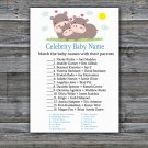 Funny Hippo Celebrity Baby Name Game,Funny Hippo Baby shower games,INSTANT DOWNLOAD--289
