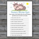 Funny Hippo Nursery Rhyme Quiz Game,Funny Hippo Baby shower games,INSTANT DOWNLOAD--289
