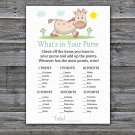 Giraffe What's In Your Purse Game,Giraffe Baby shower games,INSTANT DOWNLOAD--288