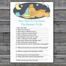 Teddy bear How Well Do You Know Game,Sleepy Teddy bear Baby shower games,INSTANT DOWNLOAD--285