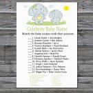Blue elephant Celebrity Baby Name Game,Blue elephant Baby shower games,INSTANT DOWNLOAD--284